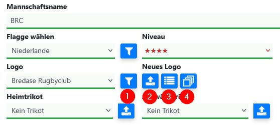 Schaltflächen zur Verwaltung von Teamlogos