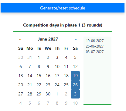 Multi-day sports competitions